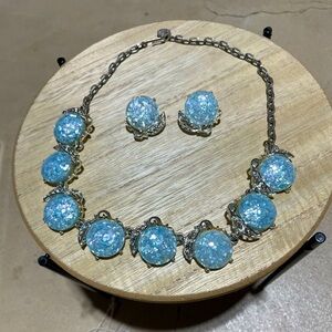 Vintage Choker and earring Set Unbranded Blue ice stone